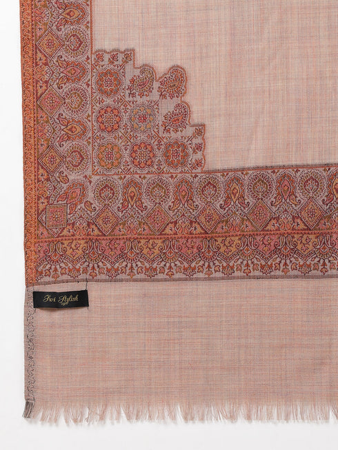 Women's Melange Kani Border Wool Shawl